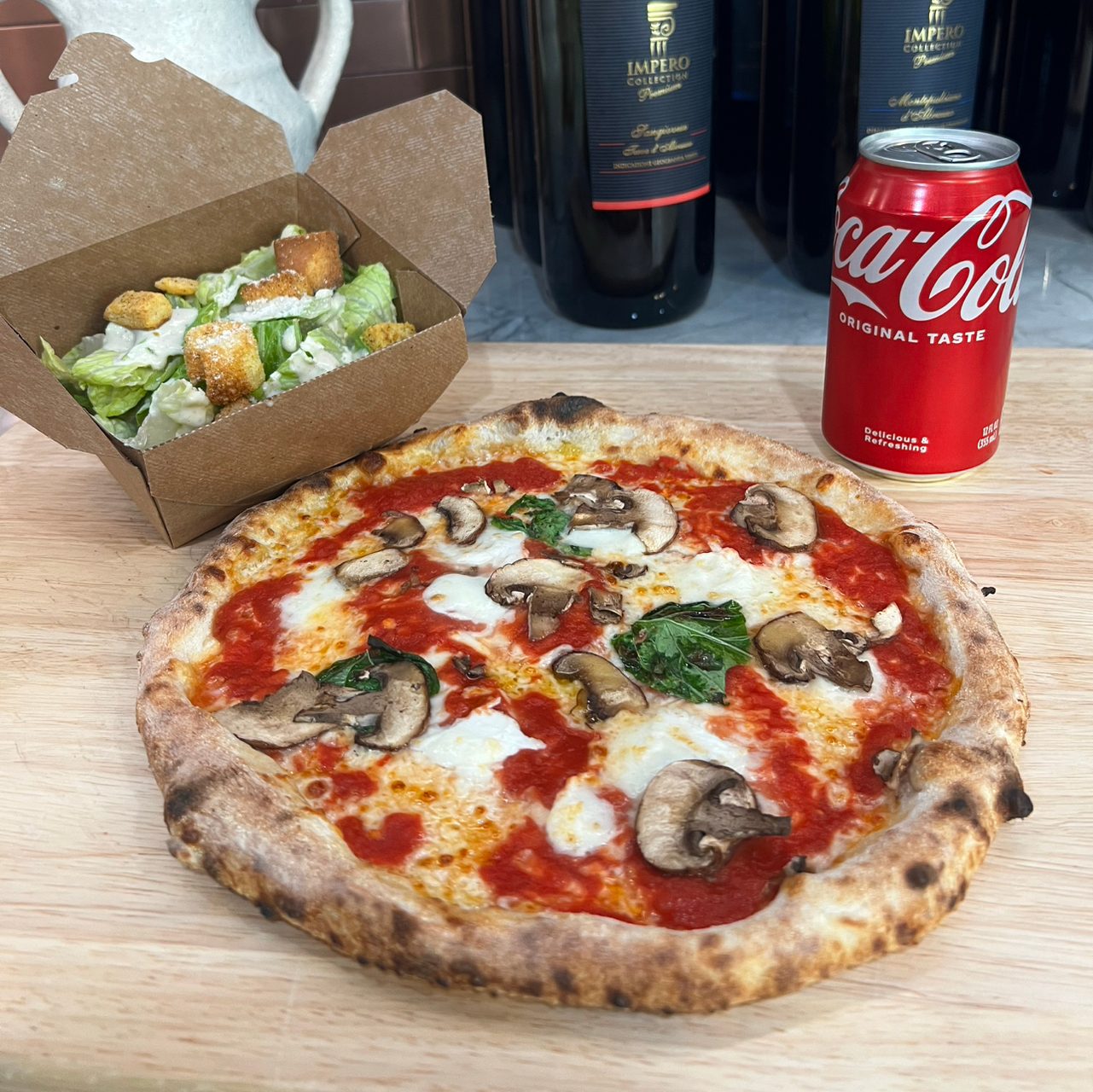 10" Margherita Pizza + Side Of Salad + Soft Drink.